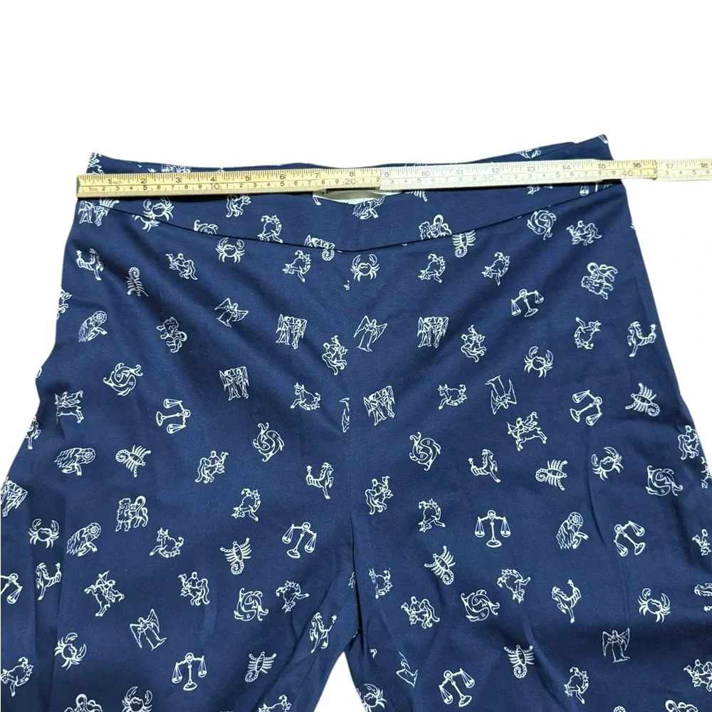 Carolina Herrera Pants Zodiac Print Dark Blue Archive Print Collection B131 Sz 8